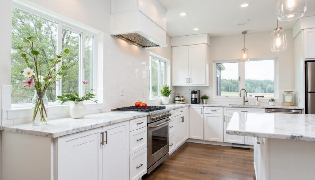 kitchen room with white paint
